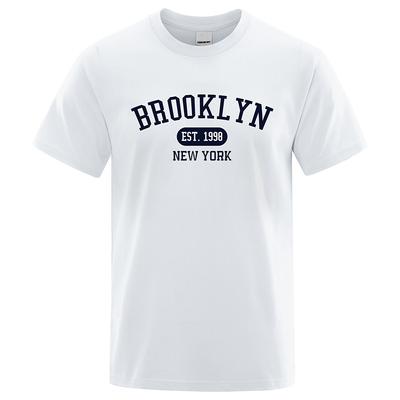 Brooklyn Est.1998 Нью-Йорк, футболки с буквенным принтом, женские повседневные дышащие модные топы с короткими рукавами, хлопковые футболки большого размера