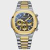 Men's Multifunction Quartz Watch Chronograph Luminous Water-Resistant Luxury Golden Steel Bracelet Men Moonswatch