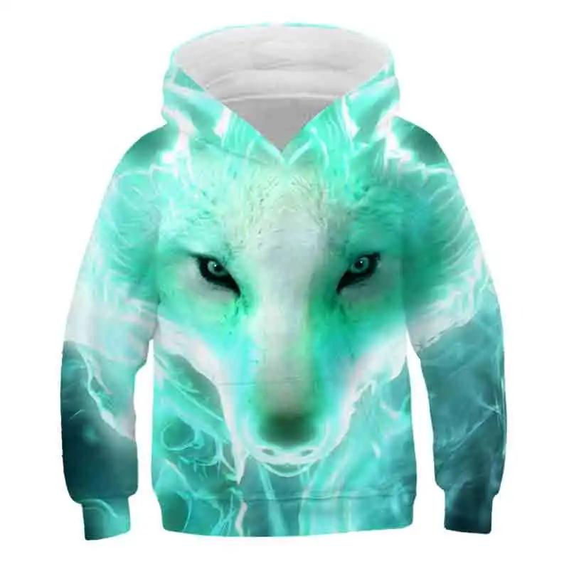 Wolf Animals 3D Hoodies Kids Streetwear Girls Boys Printed Children Sweatshirts Long Sleeve Autumn Winter Clothes