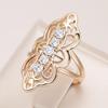 Трендовое этническое обручальное кольцо для невесты цвета розового золота с натуральным цирконом и полым цветком для женщин, повседневные изящные украшения