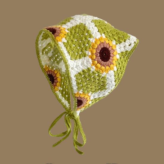 Повязка на голову во французском стиле в стиле бохо, вязаная крючком цветочная треугольная косынка на шнуровке, бандана в стиле Хэллоуина