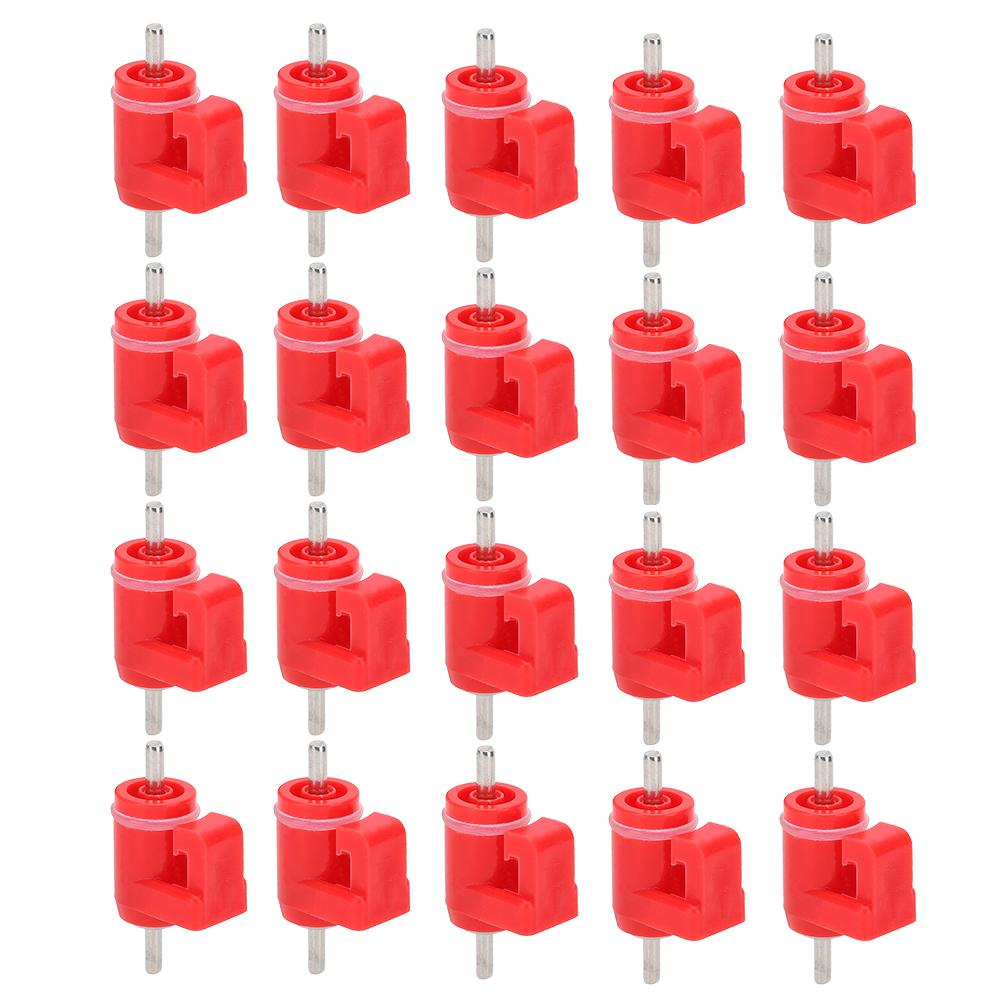 20Pcs Chicken Water Nipple Drinker Feeders Automatic Red Plastic Poultry Farm Animal