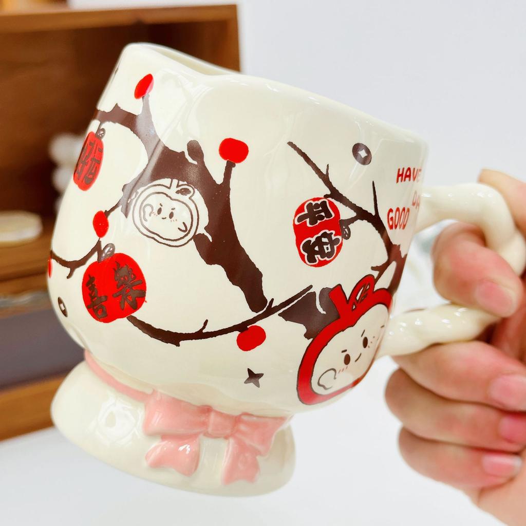 Ins Style Flowers Personalized Household Mug High Value Ceramic Cute Office Breakfast Water Cup Girls Gift