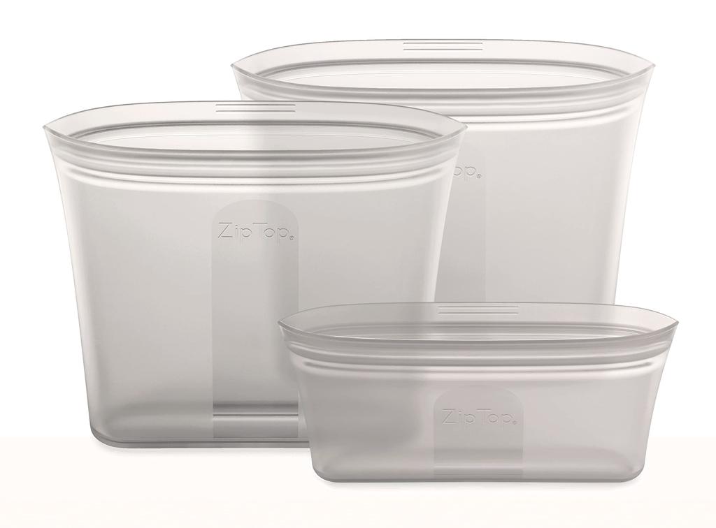 Zip Top Silicone Silicone Bag Storage Container Japanese Bag Sandwich 3 Piece Set Microwave Cooking Dishwasher Safe Frost White ZipTop [Genuine