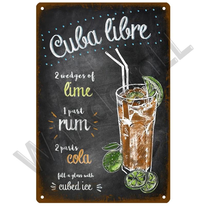 Tin Sign Decor Cocktail Metal Sign Plaque Metal Plate Vintage Iron Poster Wall Art Painting For Pub Club Man Cave Bar Decoration