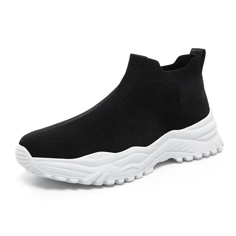 Мужская обувь для занятий спортом на открытом воздухе весна и лето, повседневная обувь из летучего трикотажа, обувь-носки, кроссовки для бега, удобные высокие кеды, большой размер