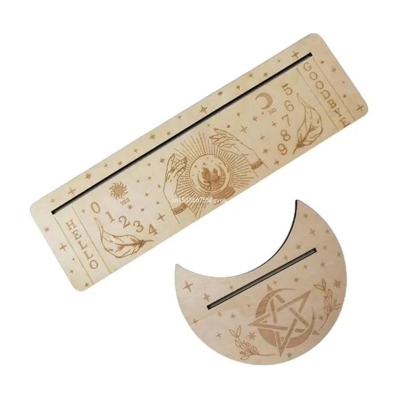 2 Pieces Wooden Tarot Card Stand Holder, Moon Shape and Rectangle Wooden Tarot Card Display Stand Base for Oracle Lenormand Meditation
