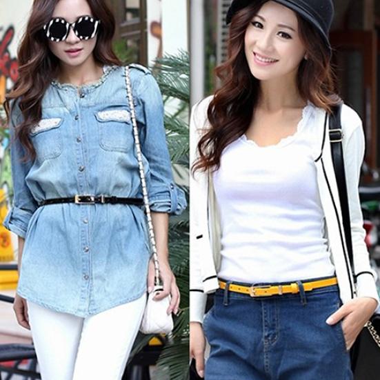 Женский тонкий ремень из искусственной кожи, камербанд, пряжка ярких тонов, повседневный поясной ремень