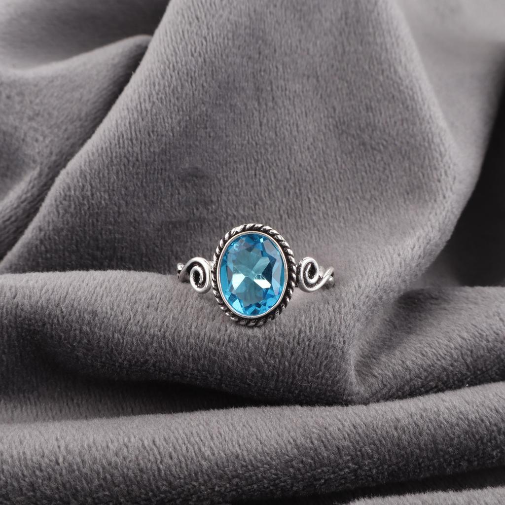 Swiss Blue Topaz Ring Gemstone Ring, 925 Solid Sterling Silver Ring Jewelry Handmade Ring, Silver Jewelry For Gift