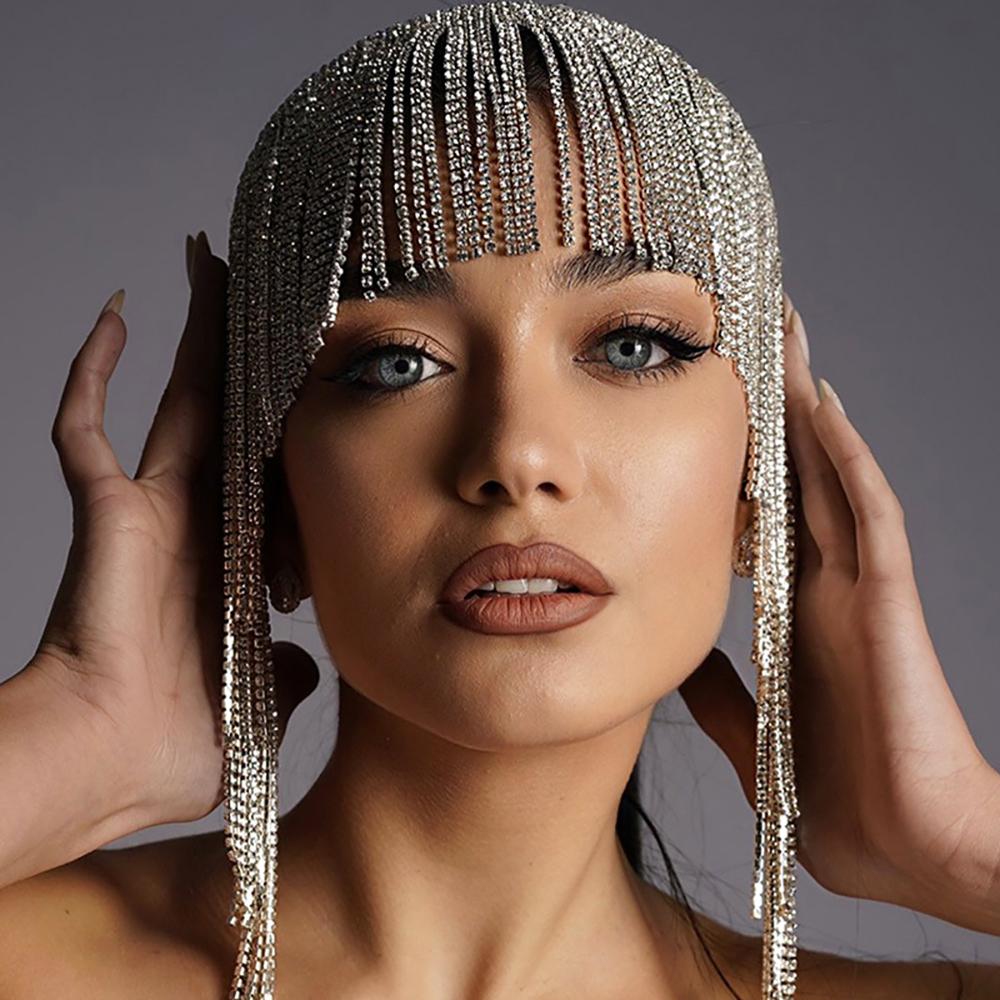 Stylish Women's Hair Accessories Bohemian Exaggeration Full Of Rhinestones Retro Ethnic Style Long Fringe Bridal Headwear