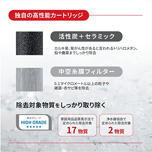Фильтр-кувшин для воды Cleansui [Оригинальный продукт производителя, Сделано в Японии] В комплекте 2 картриджа [Основной блок CP012W-WT] Объем фильтрованной воды: