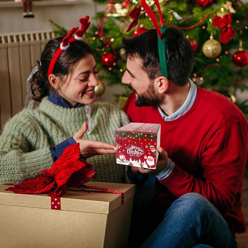 Festive Red Christmas Cash Gift Box for Decorations