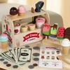 Wooden Pretend Kids Ice Cream Shop Playset With Natural Finish For Birthday Gift