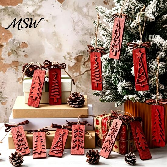 Festive Party Favor Supplies Rustic Wooden Christmas Tree Ornaments, Winter Farmhouse Hanging Decoration, Holiday Decorations Xmas Pendant for