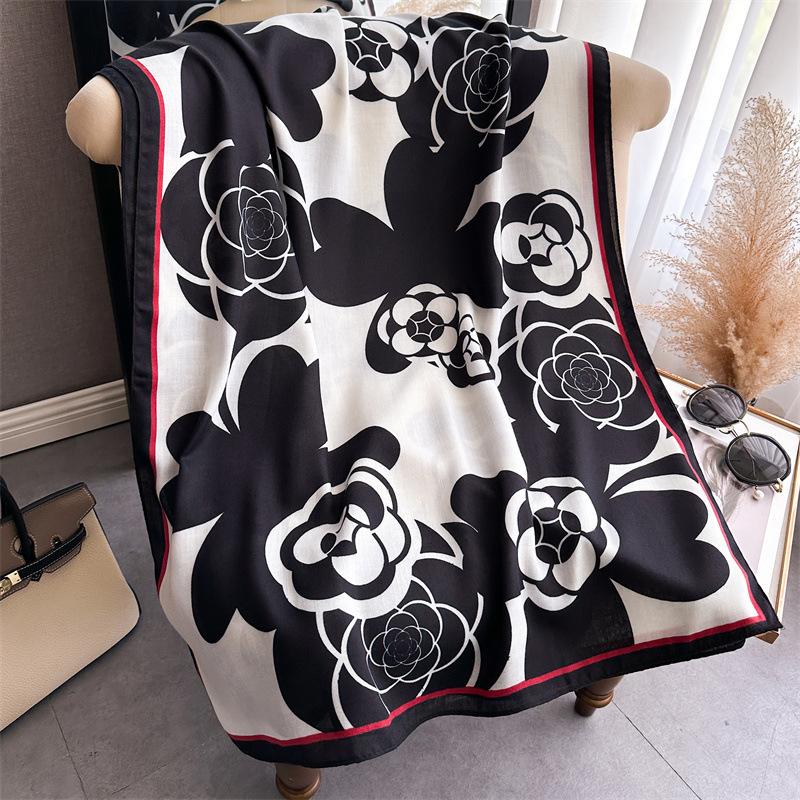 2024 Autumn/Winter New Extended Cotton And Hemp Sunscreen Warm Shawl Neck Versatile Headscarf For Women