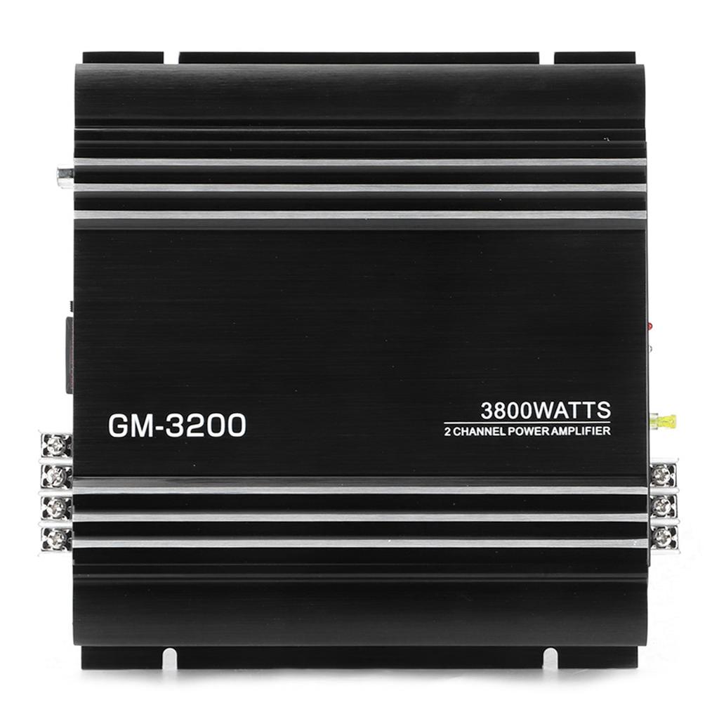 3800 Вт 2-канальный аудиоусилитель мощности 12 В черный алюминиевый сплав автомобильный Hifi стереоусилитель