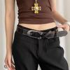 Pu Leather Women's Belt Y2k Dress Jeans Belt Fashionable Cross Waist Belt  Waist Accessories