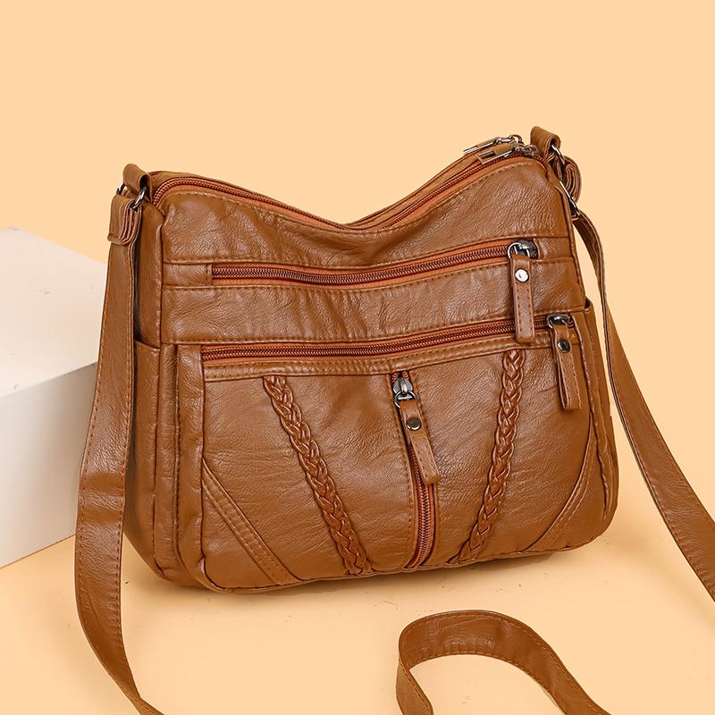 Многокарманная женская сумка через плечо из мягкой кожи, сумка для мам среднего и пожилого возраста, сумка через плечо
