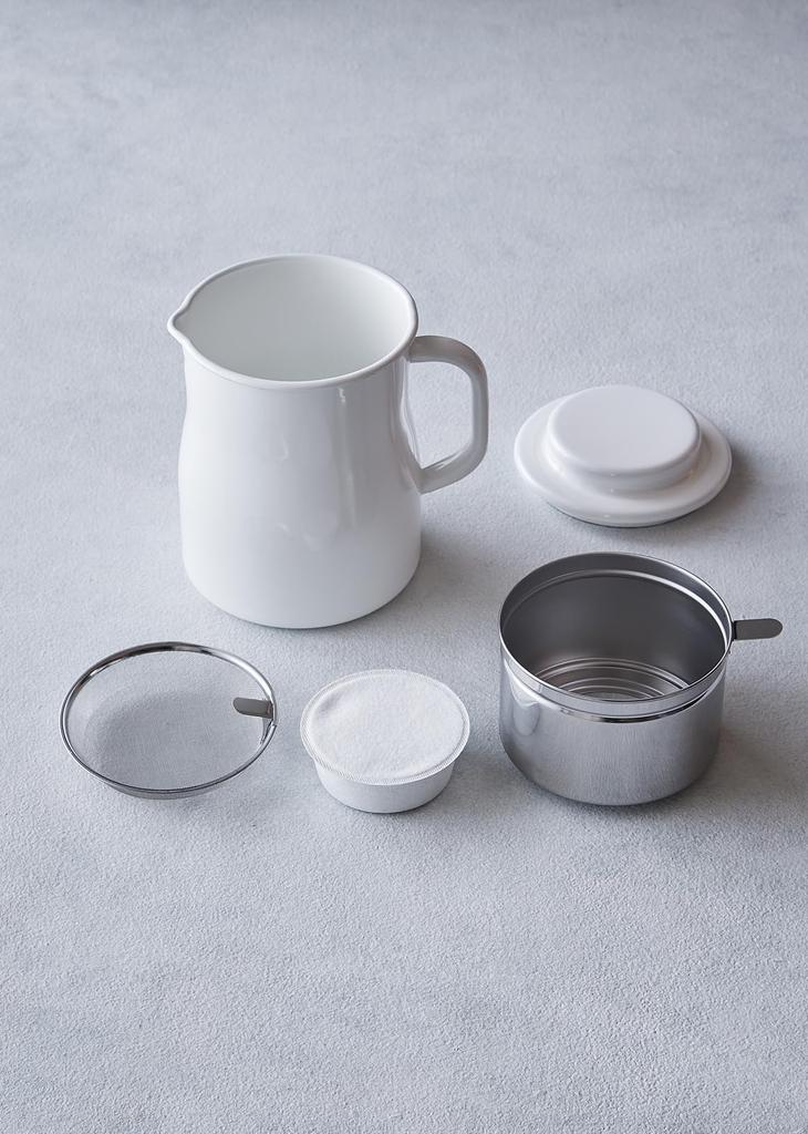 Эмалированная жаропрочная кастрюля для масла Nodahoro 800 мл, сделано в Японии, Lokapo White NOL-800