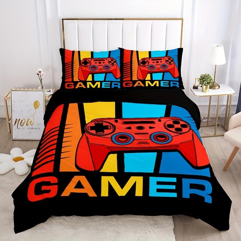 Colorful Gamepad Print Duvet Cover Set Soft And Comfortable Bedding For Bedroom Includes 1 Duvet Cover And 2 Pillowcases
