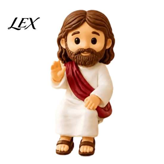 Decorative Pieces for Bookshelf Cute Praying Jesus Resin Figurine, Blessing Character Desktop Statue, Handcrafted Home Decor Religious Collectible