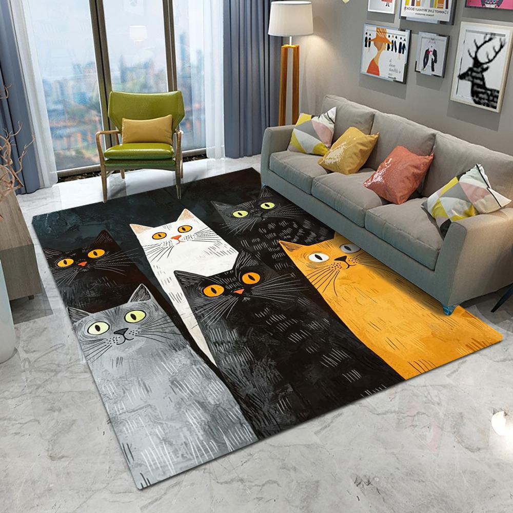 Абстрактное искусство Милый кот Котенок Ковер Гостиная Диван Спальня Кабинет Кухня Коврик для входной двери Нескользящий Крутой Домашний декор Коврик