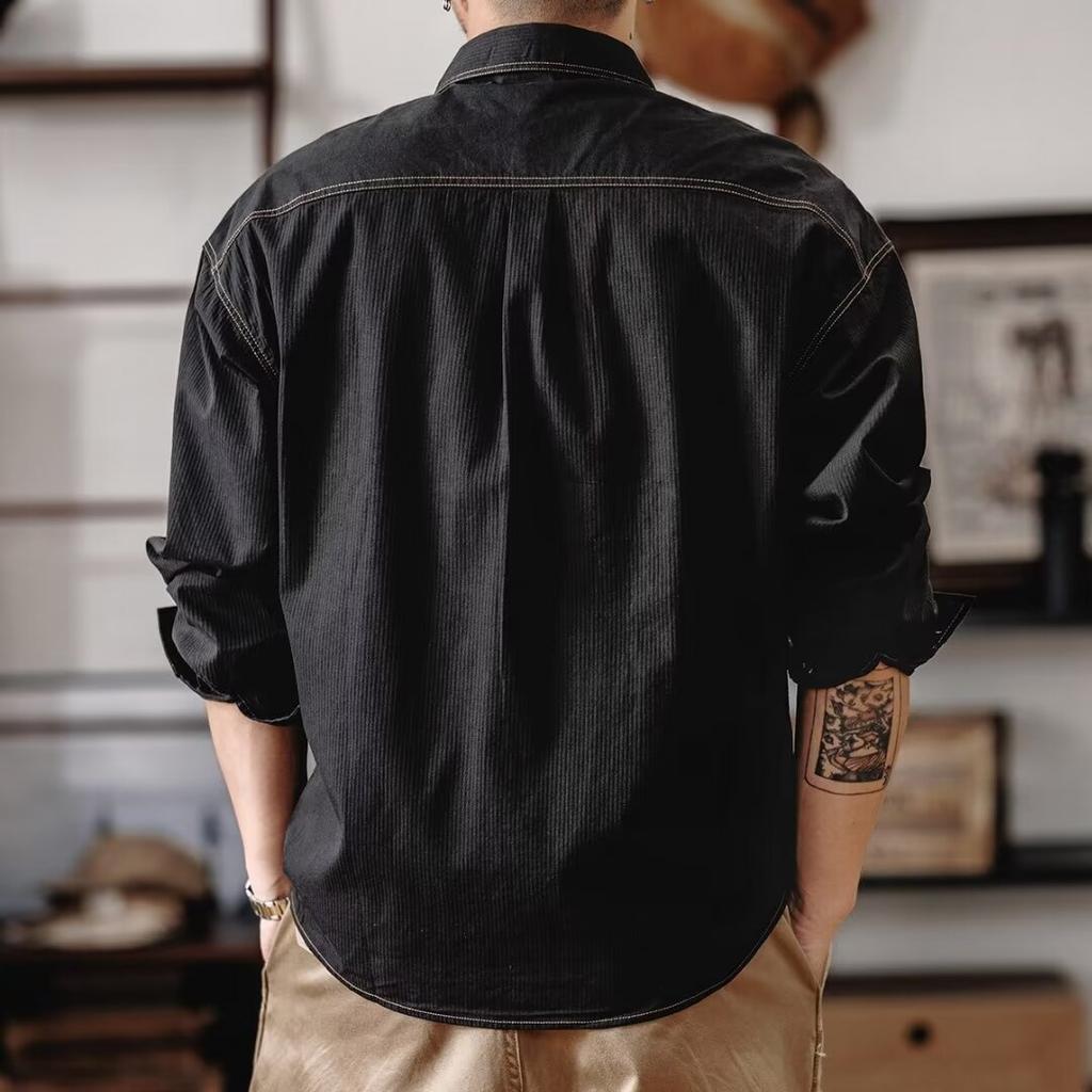 Американская рабочая одежда, рубашка с длинными рукавами и заниженными плечами, мужская свободная брендовая осенняя куртка, мужские красивые трендовые повседневные мужские рубашки