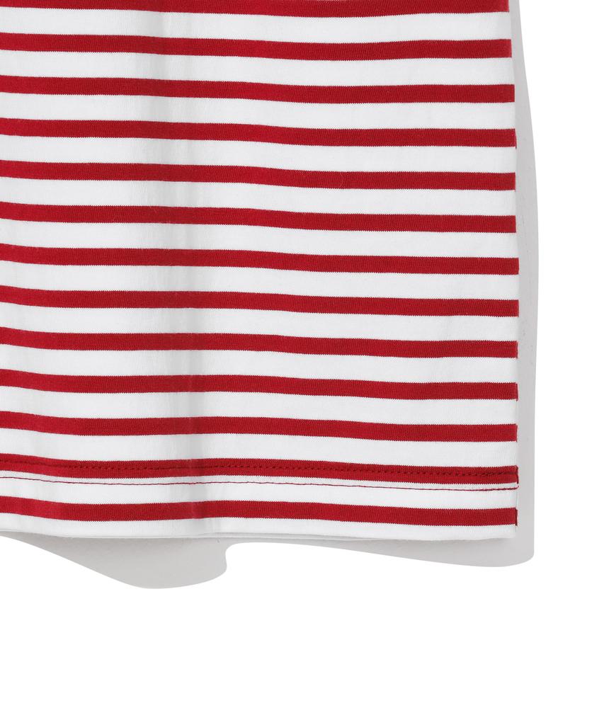 BEENTRILL Oval Wappen Striped T-Shirt (Red)