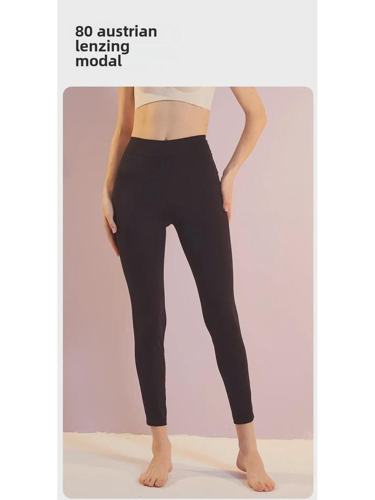 Женские осенние леггинсы Lenzing Modal 80-Count с высокой талией - антибактериальные, бесшовные, высокоэластичные теплые брюки