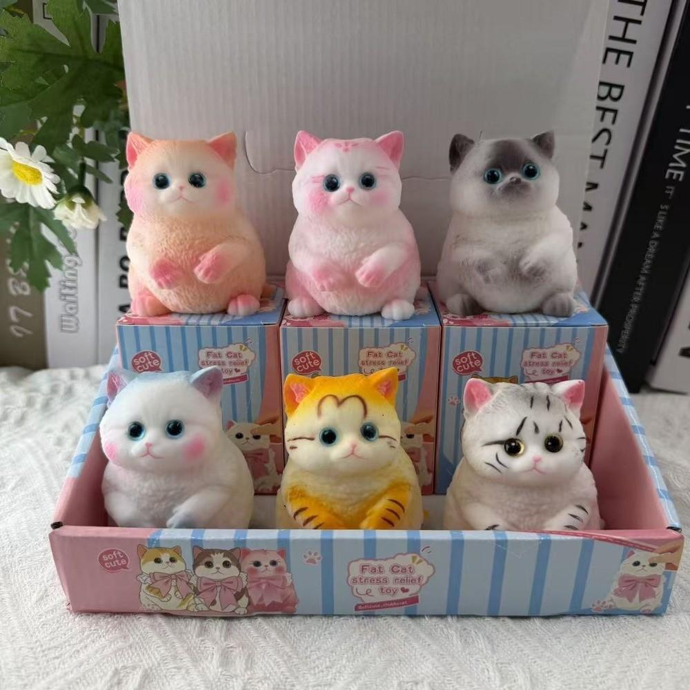 Soft Silicone Cat Squishy Toy Slow Rebound Cat Pinching Toy Cat Squeeze Toy Anxiety Relief
