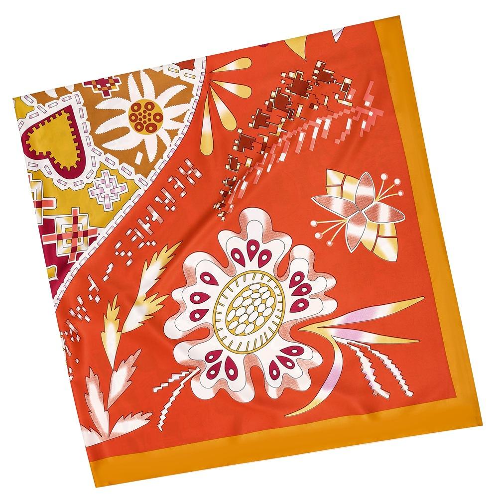 Elegant 130*130CM Luxury Brand Big Size Animal Print Scarf Women Square Twill Silk Scarf Flower And Horse Scarf Shawl