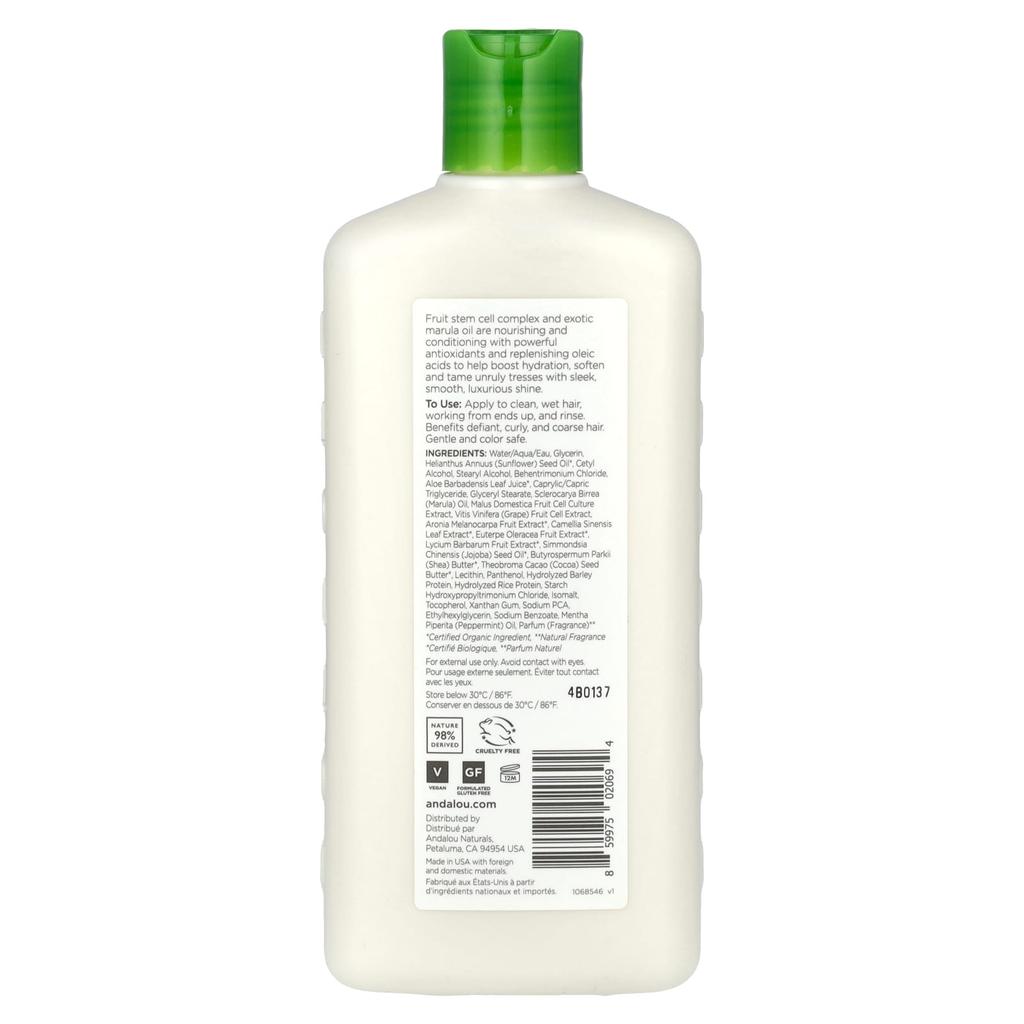 Andalou Naturals Кондиционер, шелковистая гладкость, волны и локоны, экзотическое масло марулы, 11,5 жидких унций (340 мл)