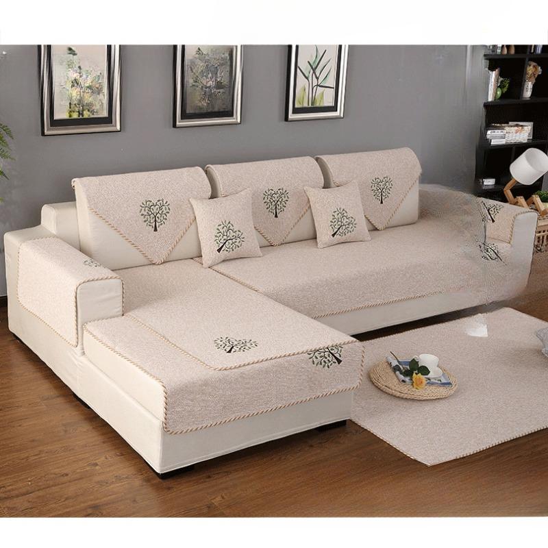 Four Seasons нескользящая вышитая диванная подушка из хлопчатобумажной ткани для гостиной, универсальная льняная утолщенная современная простая однотонная диванная подушка