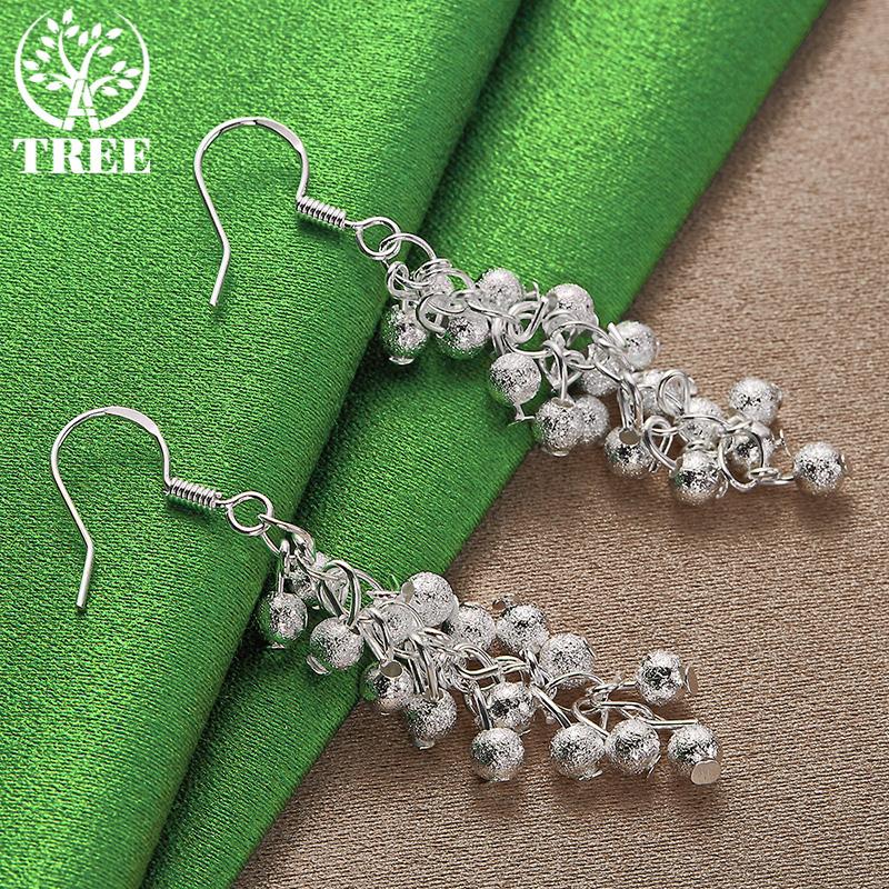 Elegant 925 Sterling Silver Frosted Grape Bead Drop Earrings For Women Fashion Party Brides' Engagement Beautiful Jewelry Gifts