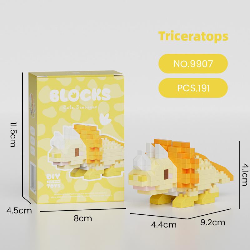 Строительные блоки из микрочастиц, развивающие игрушки для отдыха, серия 9903-9908, маленькие динозавры