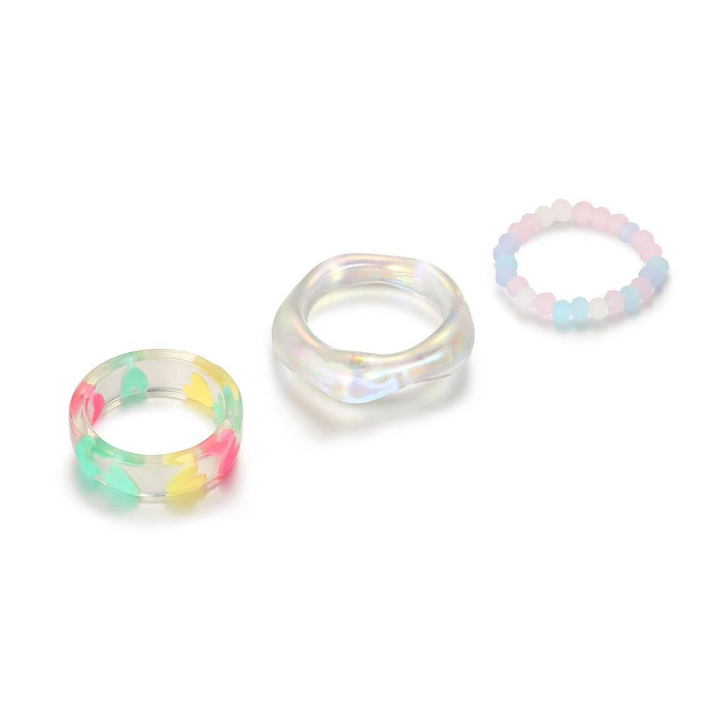 Набор смоляных колец в виде сердец для трансграничной любви: Креативные модные женские фаланговые кольца