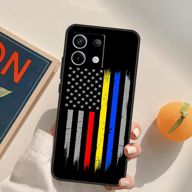 Полицейский флаг Тонкая синяя линия Чехол Для Xiaomi Redmi Note 14 Pro 9 10 11 12 13 Pro 10S 11S 12S Redmi 10C 12C 13C 14C
