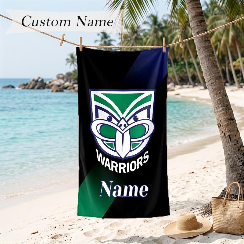 New Zealand Warriors Custom Name Printed Beach Towel Personalized Soft Towel For Swimming Beach Travel