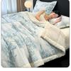 Winter Milk Flannel Blanket 3-piece Set Thickened Quilted Warm Office Nap Blankets Single Double Soft Plush Comforter Pillowcase