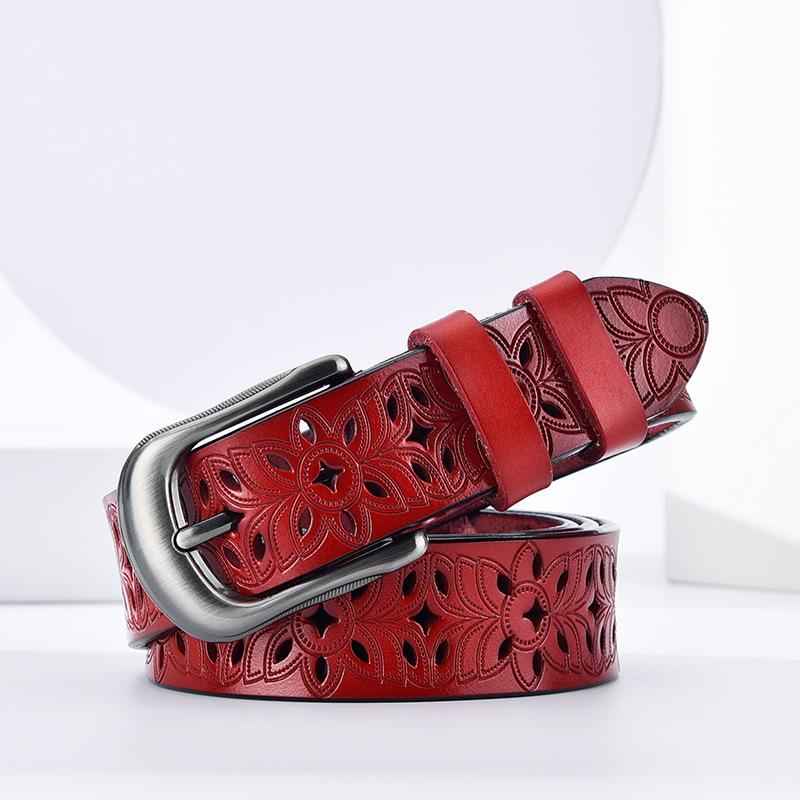 Женский ремень Кожаный Полый Ремень из Коровьей Кожи Тонкий Декоративный Ремень