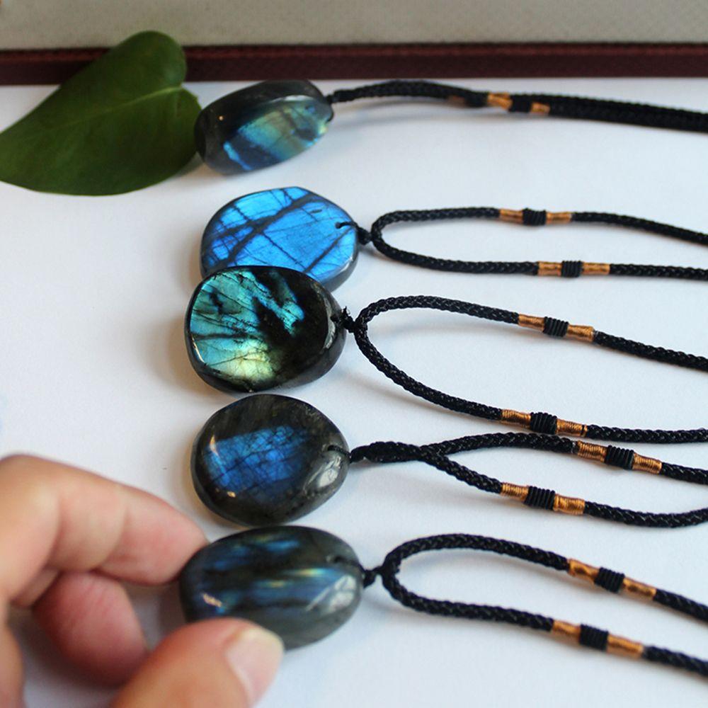 Модный хрустальный натуральный лабрадоритовый кулон, энергетический лечебный камень, лунный камень