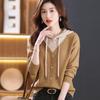 Hooded Knitted Women's Sweaters Fashion Casual Loose Outerwear Fake Two Piece Top Versatile Bottom Coat Sweater Women