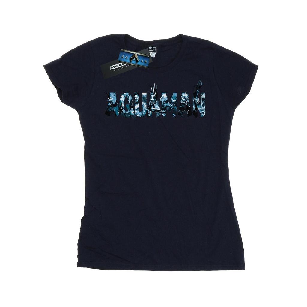 DC Comics Womens/Ladies Aquaman Text Logo Cotton T-Shirt