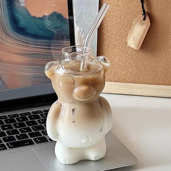 Yousheng 320ml Water Cup Bear Shape Glass Mug Heat-Resistant High Borosilicate Glass Coffee Tea Juice Drinking Bottle