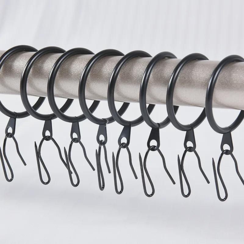 Черный крючок для душевой шторы с римским кольцом и крючком-булавкой