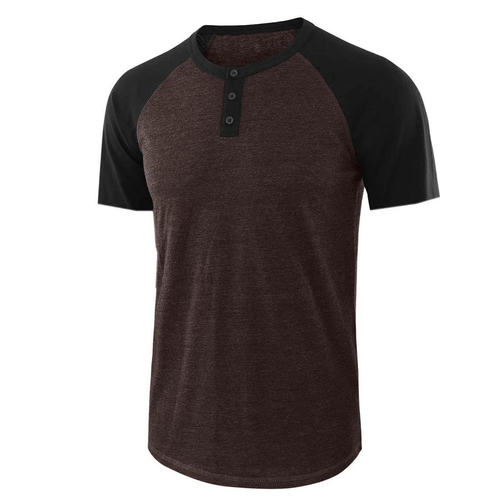 Men  Spring Summer Casual Slim Patchwork Short Sleeve T Shirt Top Blouse