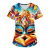 Плюс Размер Печатный Рабочий Униформа Топы Для Женщин Крест V-образный Вырез Карнавальный Принт Короткий Рукав Забавные Футболки Рабочая Одежда Футболка С Карманами