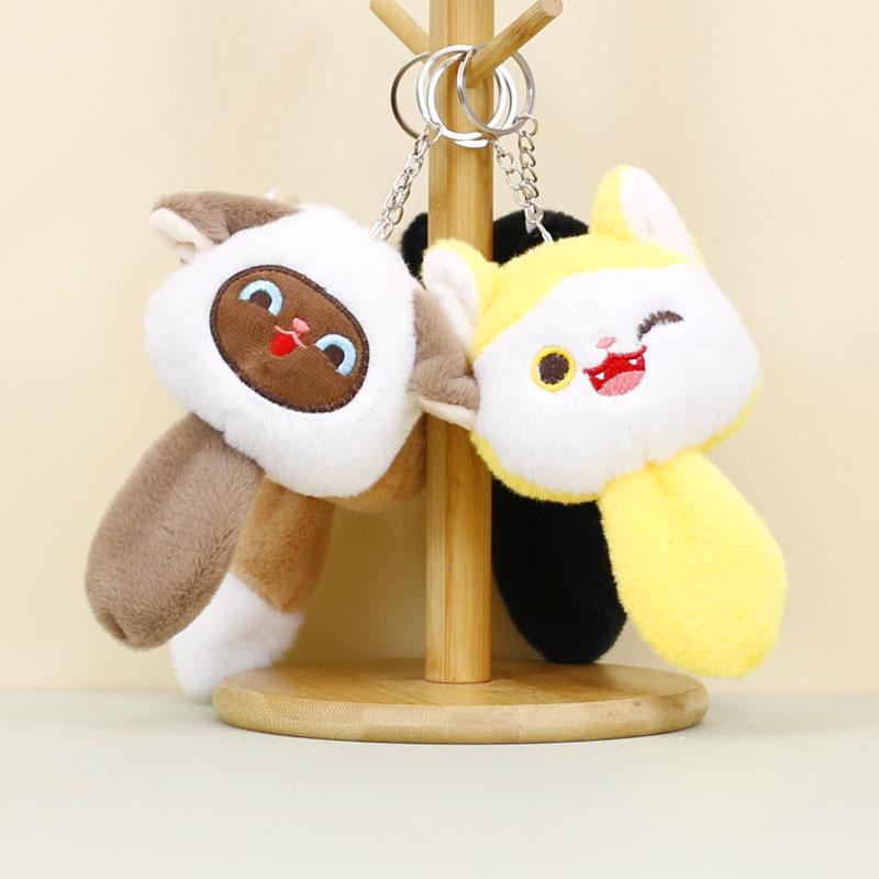 Adorable Plush Cat Keychain Cute Soft Stuffed Animal Bag Charm For Couples In Multiple Colors