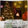 Holiday Tapestry Christmas Tree Fireplace Warm Home Wall Hanging Background Hippie Bedroom Decoration Gifts