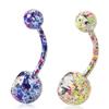 Ювелирные изделия для пирсинга с кристаллами и стразами, с цветочным принтом, висячие пуговицы, кольцо на пупке и животе